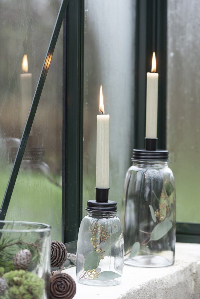 Kerzen Ib weiß Metalldeckel Kerzenhalter dünne Laursen