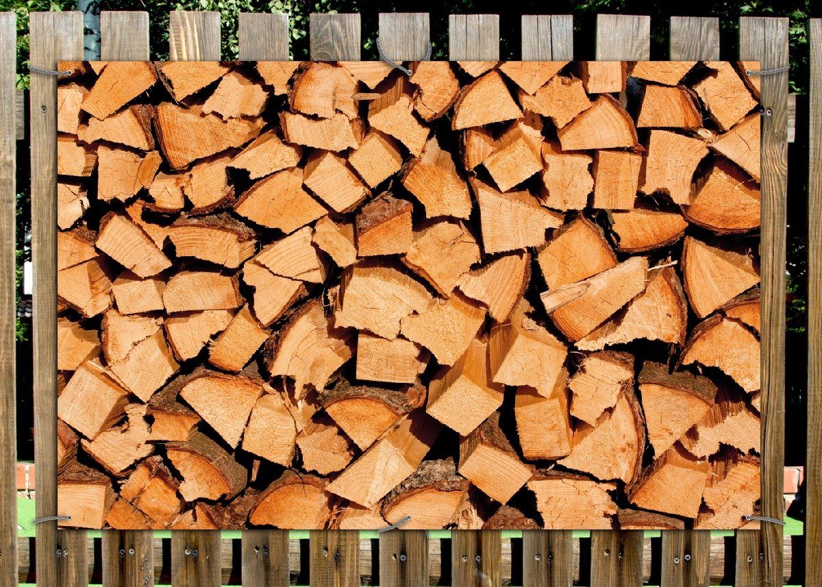 Thumbnail - Wallario Sichtschutzzaunmatten Holzstapel gehackt - Holzscheite für den Kamin