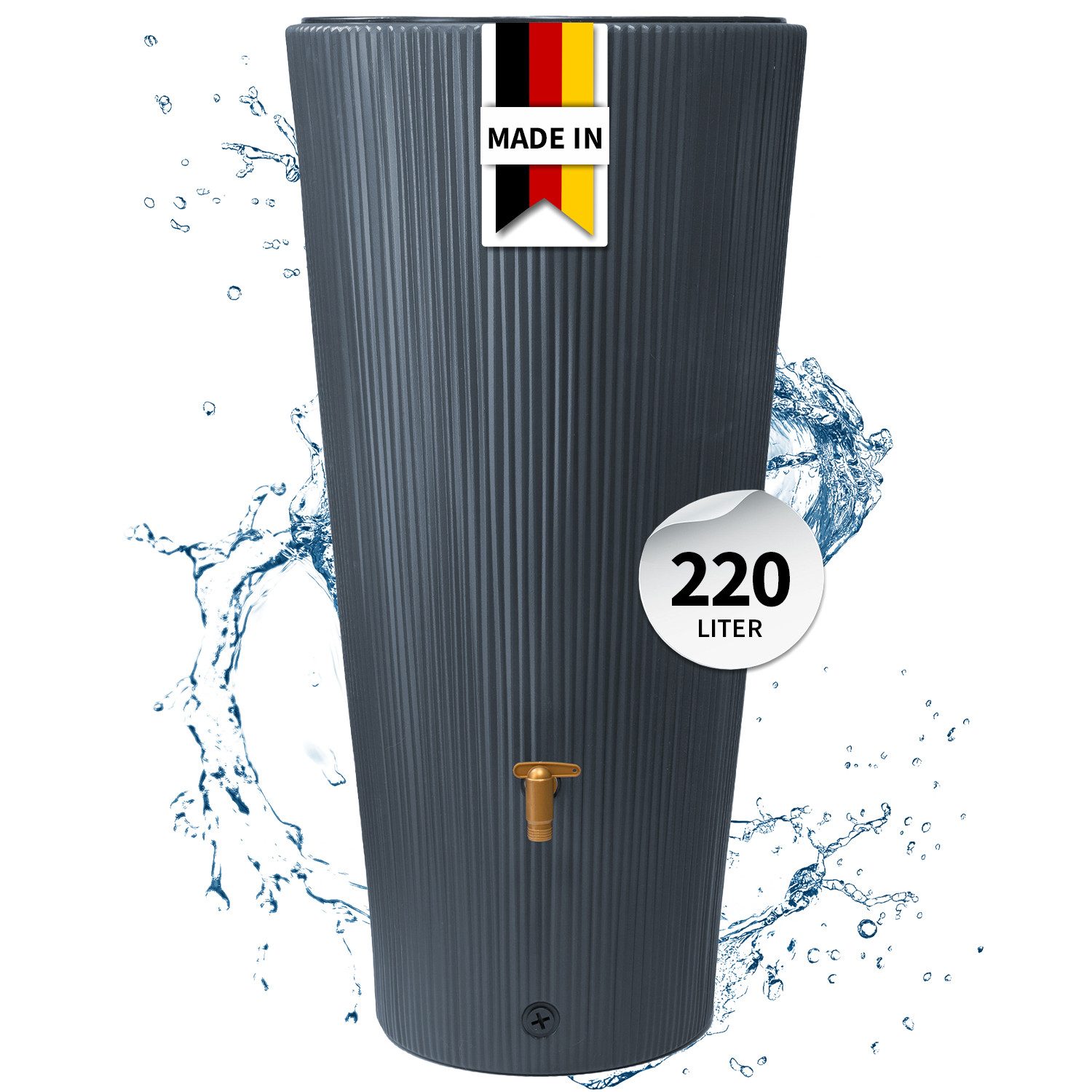 4rain Regentonne VASO DECOR 2in1 Regenspeicher 220 L, graphite grey