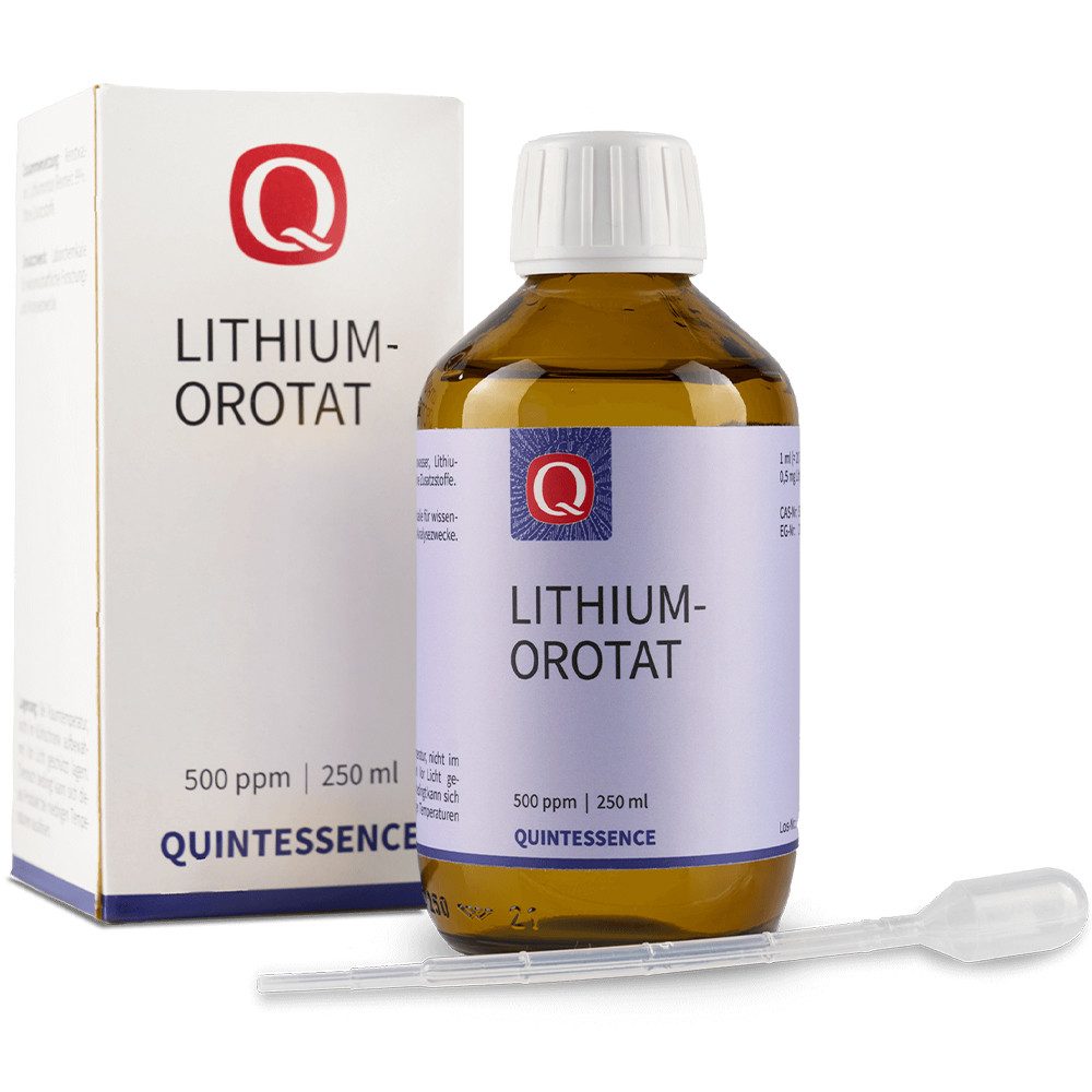 Quintessence Lithium-Orotat 500 ppm - Hochreines Lithium Orotat (99) 250 ml - Застосуватиlösung, 250 ml, Wir verwenden Lithiumorotat in pharmazeutischer Qualität.