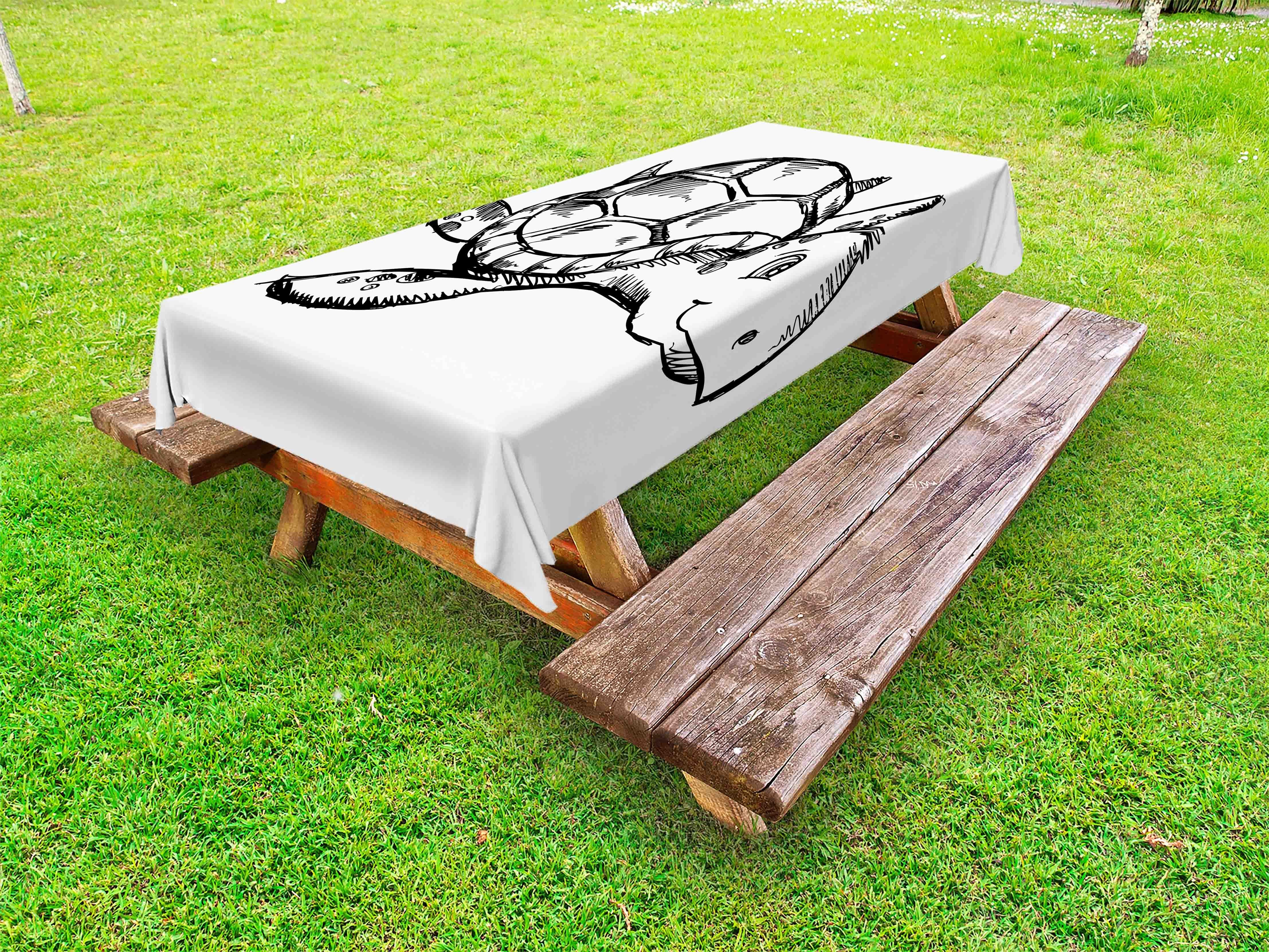 Abakuhaus Tischdecke dekorative waschbare Picknick-Tischdecke, Skizze-Kunst Hand gezeichnet Meeresschildkröte