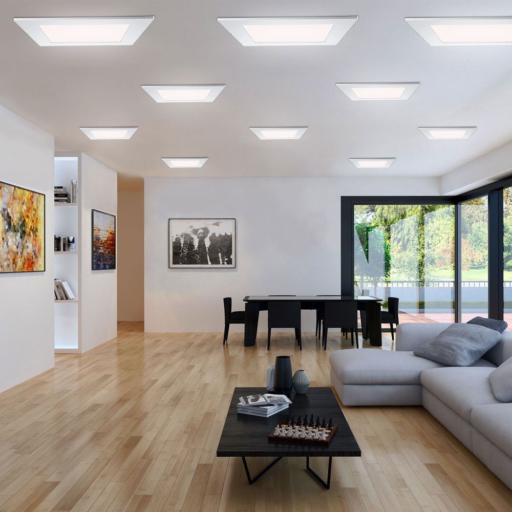 etc-shop LED Panel, LED-Leuchtmittel fest Einbau 10x Decken Alu Leuchten Raster Panel Wohnraum Warmweiß, Strahler verbaut, LED