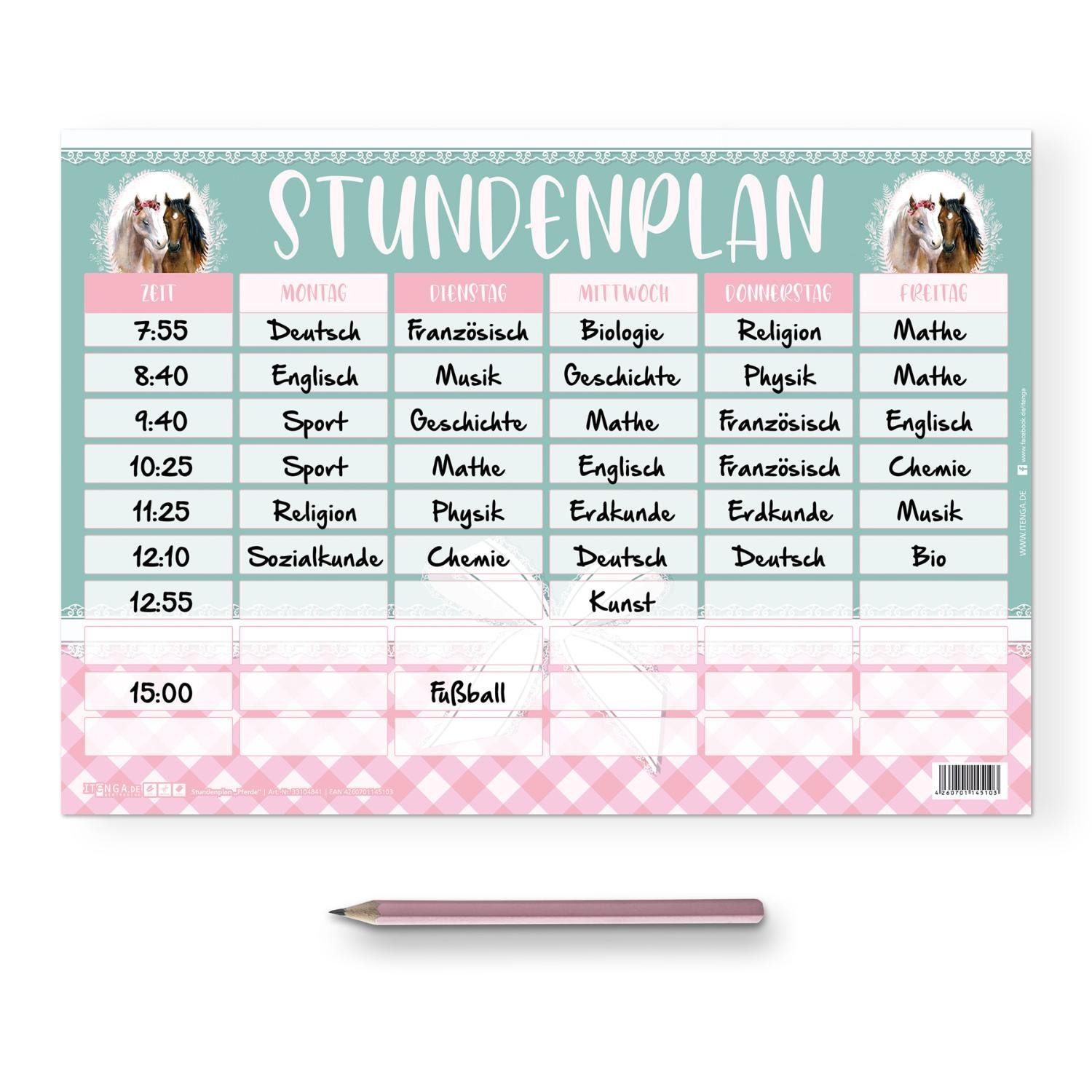 Thumbnail - itenga Schülerkalender itenga Stundenplan Pferde DIN A4 einseitig abwischbar