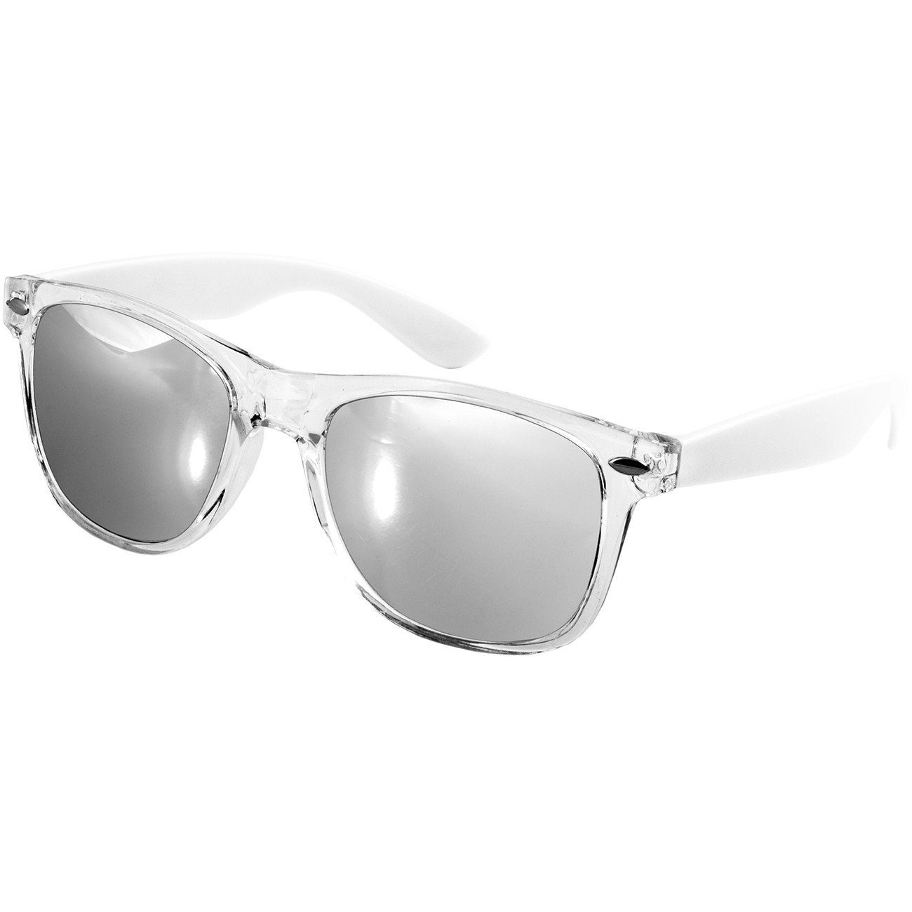 Caspar Sonnenbrille SG017 Damen RETRO Designbrille weiß / silber verspiegelt