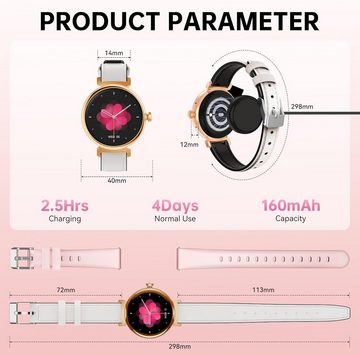 OUKITEL IP68 Wasserdicht Frauen's Smartwatch (1,04 Zoll, Android / iOS), mit Stilvolle Multifunktional, Lange Akkulaufzeit