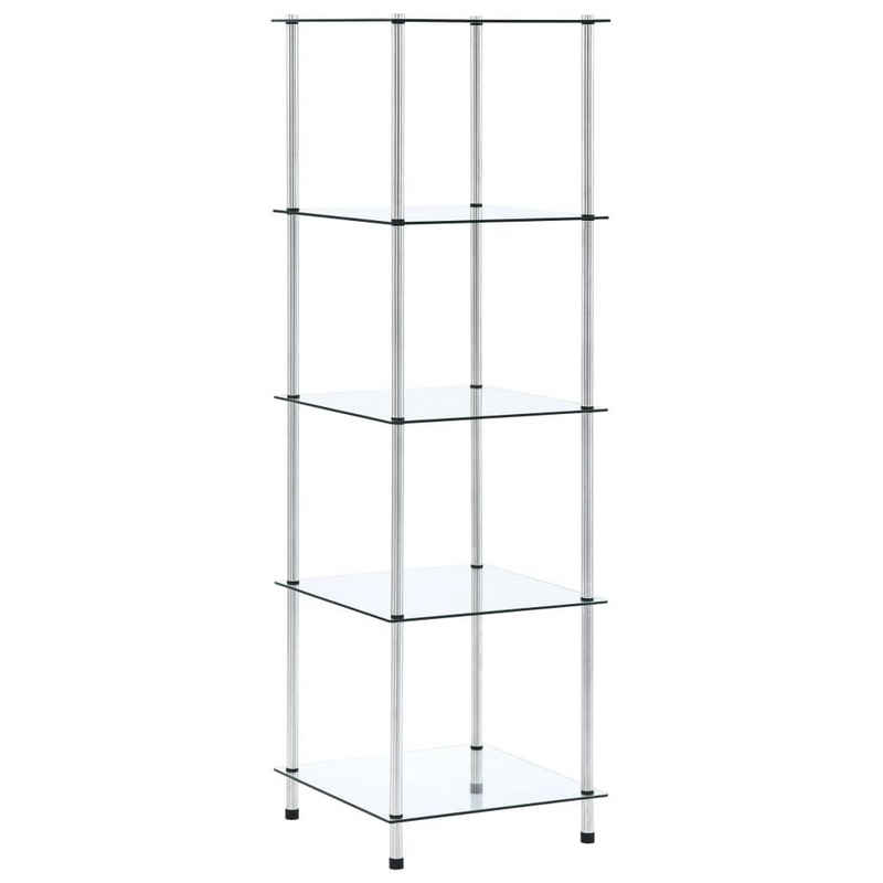 vidaXL Bücherregal Regal mit 5 Ablagen Transparent 40x40x130 cm Hartglas, 1-tlg.