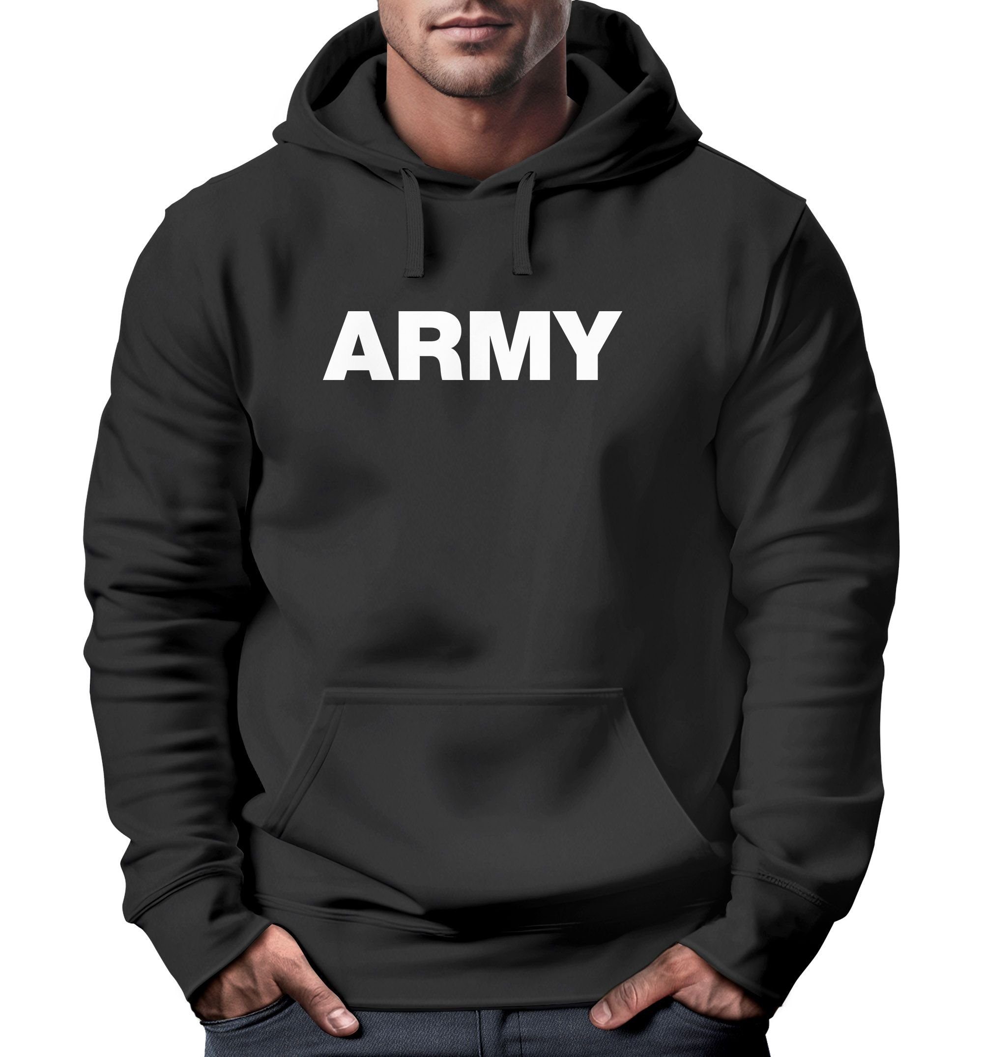 Hoodie Hoodie Herren Army Aufdruck Print Kapuzen-Pullover Männer