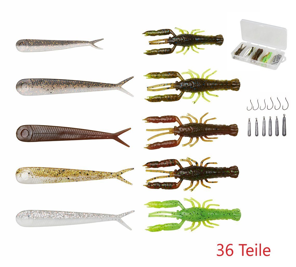 Savage Gear Kunstköder Dropshot Academy Kit Mixed 36 teile Gummifische Gummiköder, (Spar-Set, 36-St), Dropshot Academy Kit Mixed Colors 36 Stück