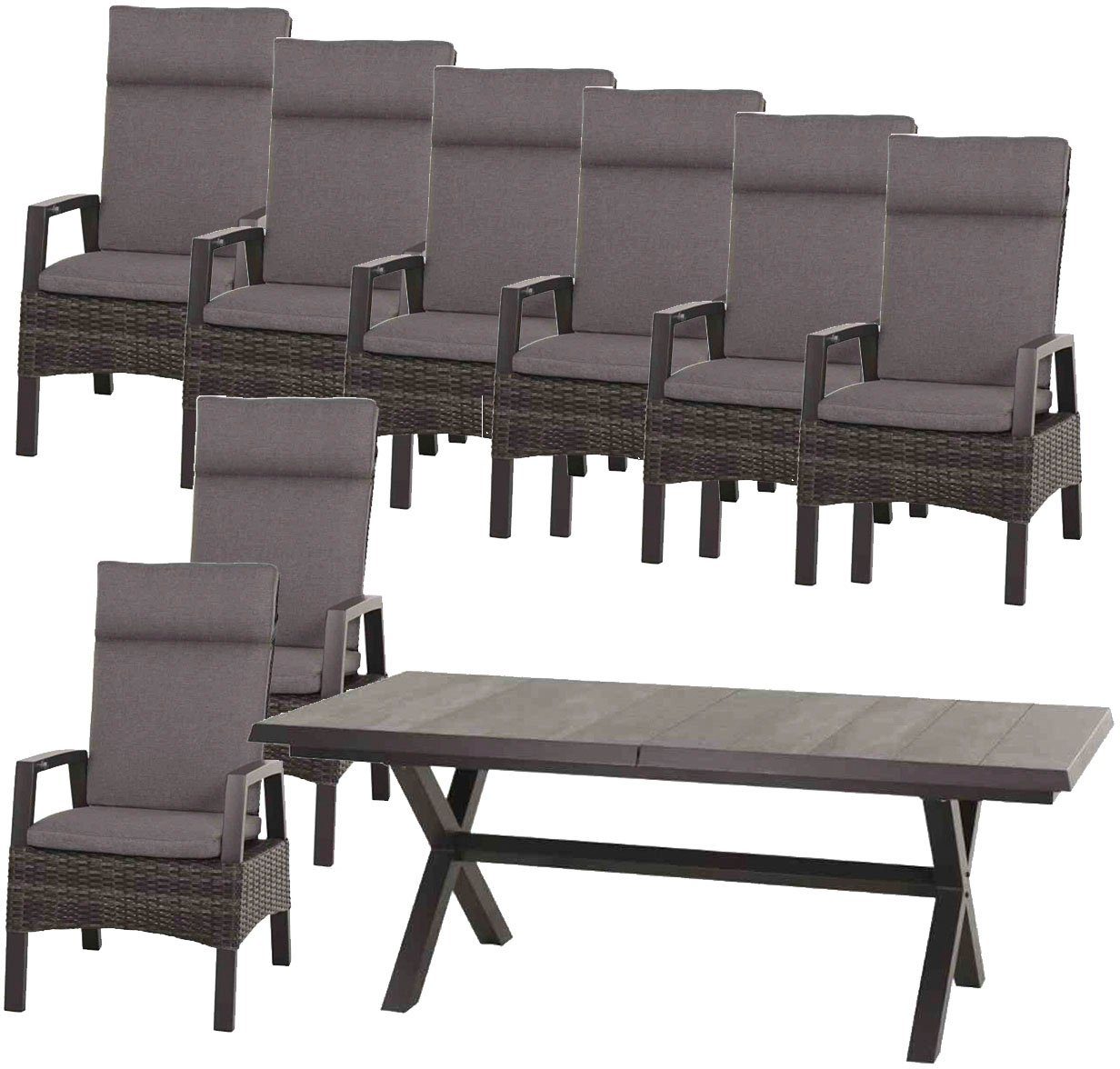 Siena Garden GartenEssgruppe Taranto, (Set, 17tlg), bestehend aus 8