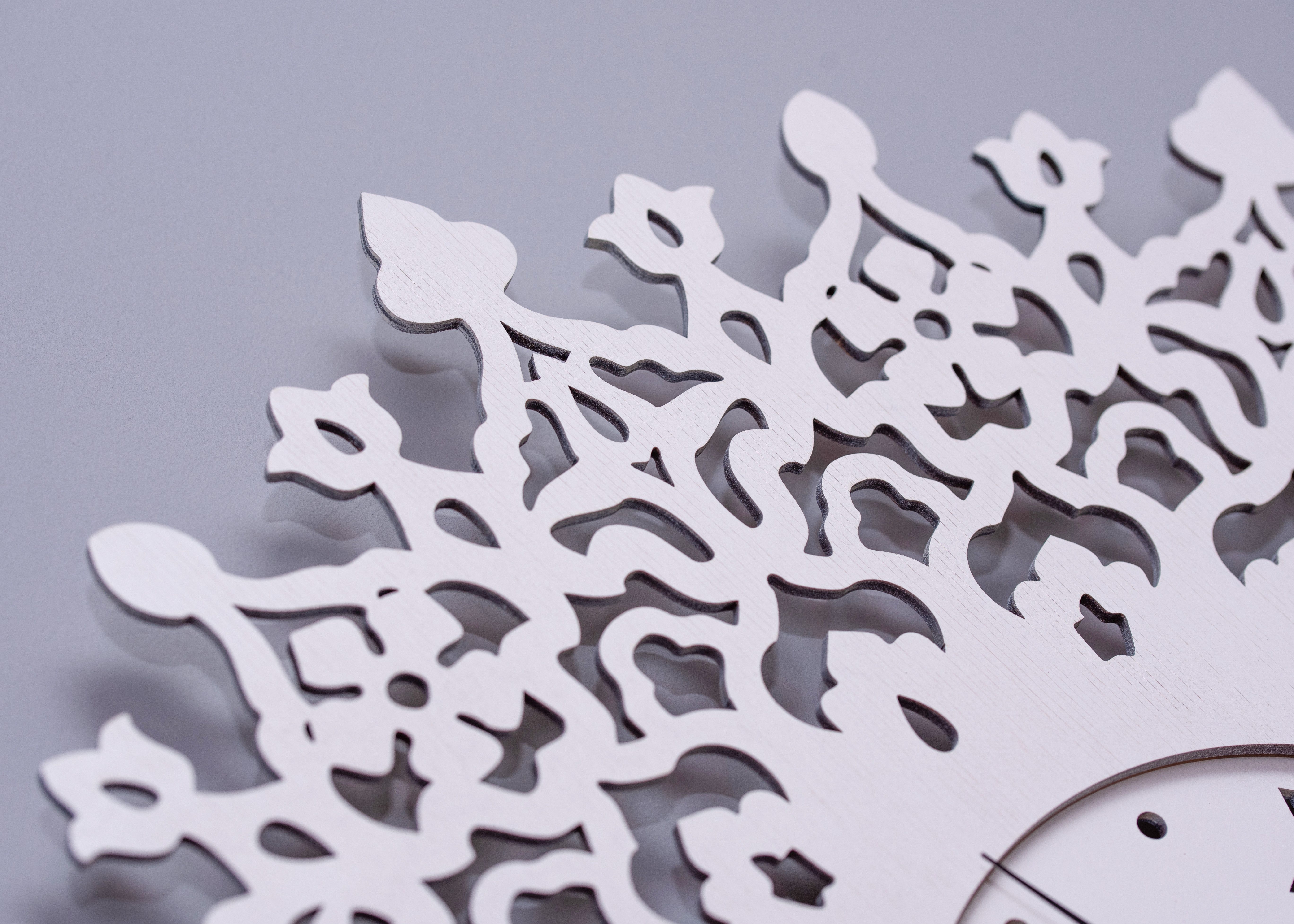 ORNAMENTI Wanduhr Boho Stil,grosse, Mandala, Rosette,Blume, hingucker, holz, 3 Grossen (Handmade, Yoga, ohne Ticken, Ornament, Wanddeko, Holzdeko)