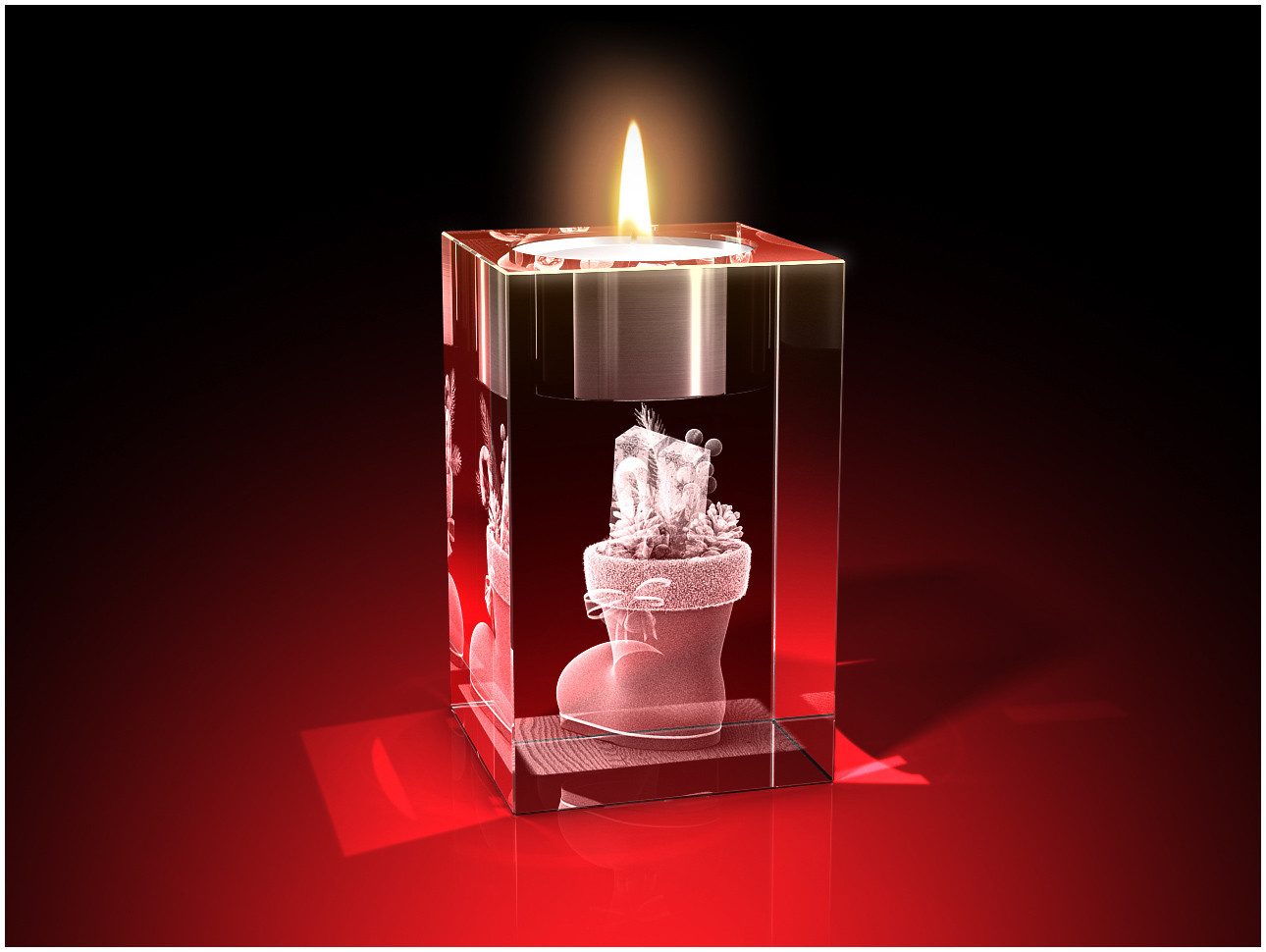 GLASFOTO.COM Teelichthalter Advents-Teelichthalter (einzeln), Weihnachten, Kristallglas, 3D-Motive (1), aus Kristallglas