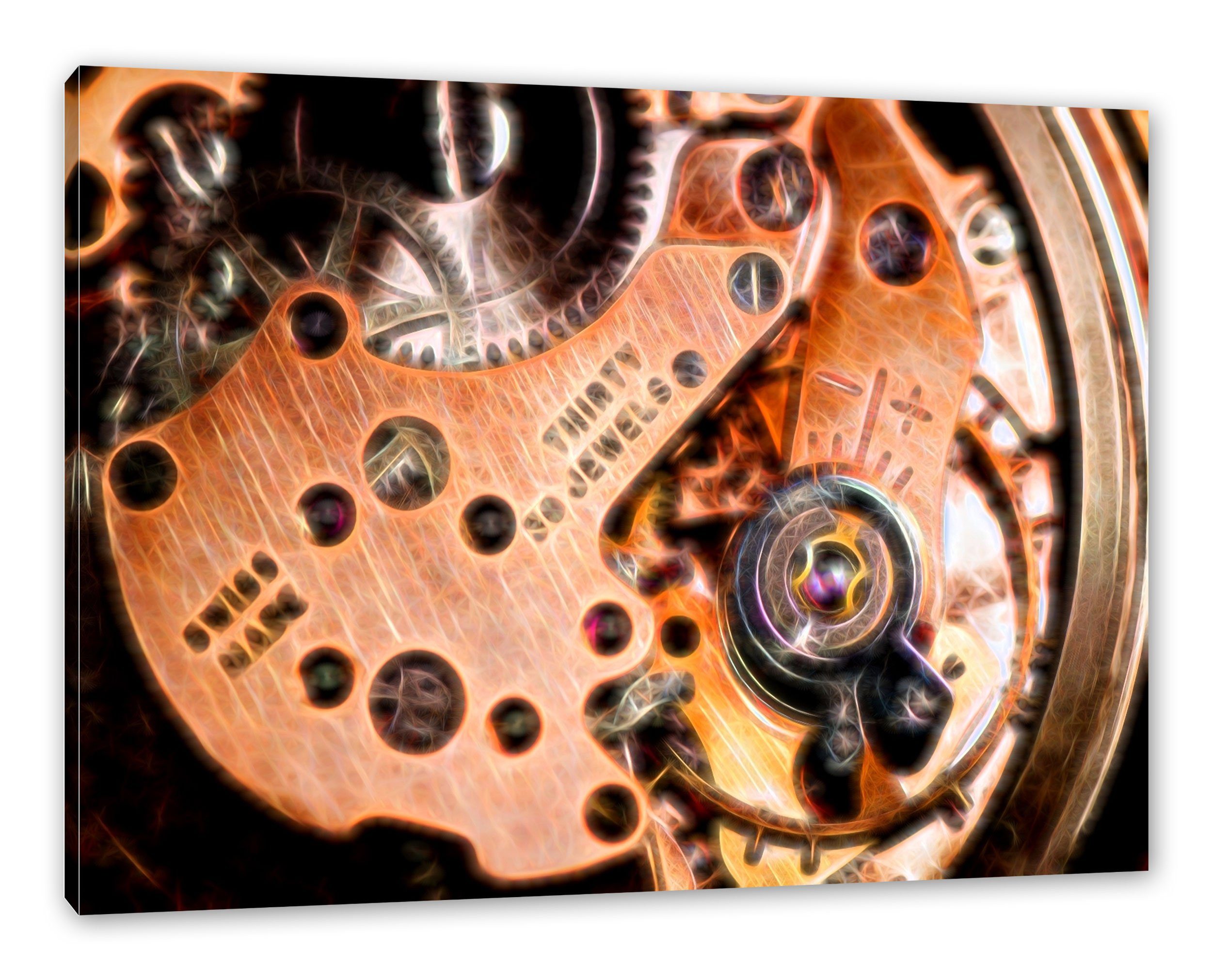 Pixxprint Leinwandbild Uhrwerk, Uhrwerk (1 St), Leinwandbild fertig bespannt, inkl. Zackenaufhänger