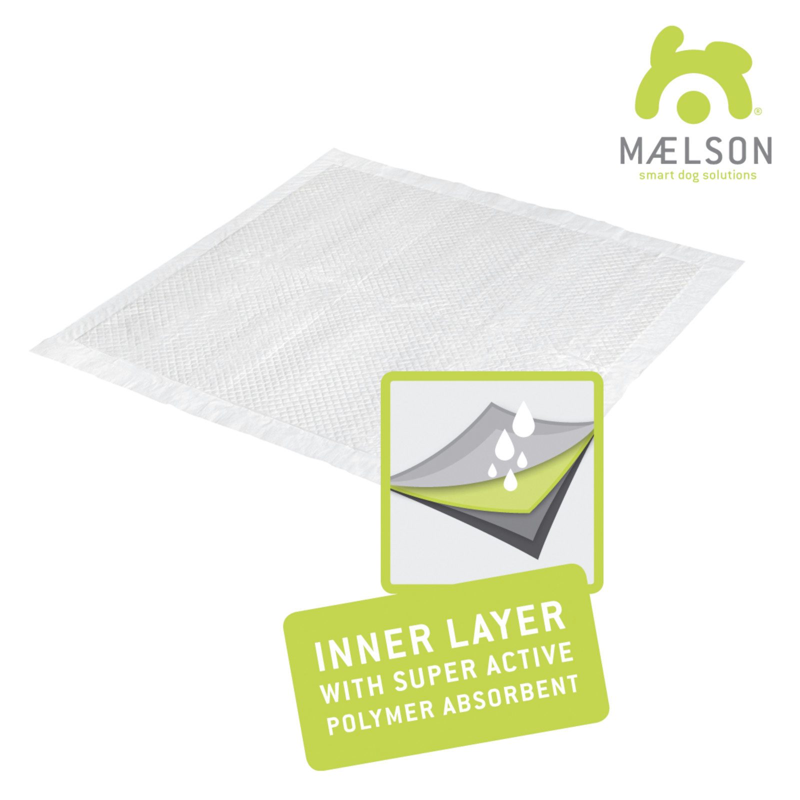 MAELSON Hundetoilette Doggie Pads Welpen- und Trainingsunterlage, weiß, 10 Stück 60 x 60 cm