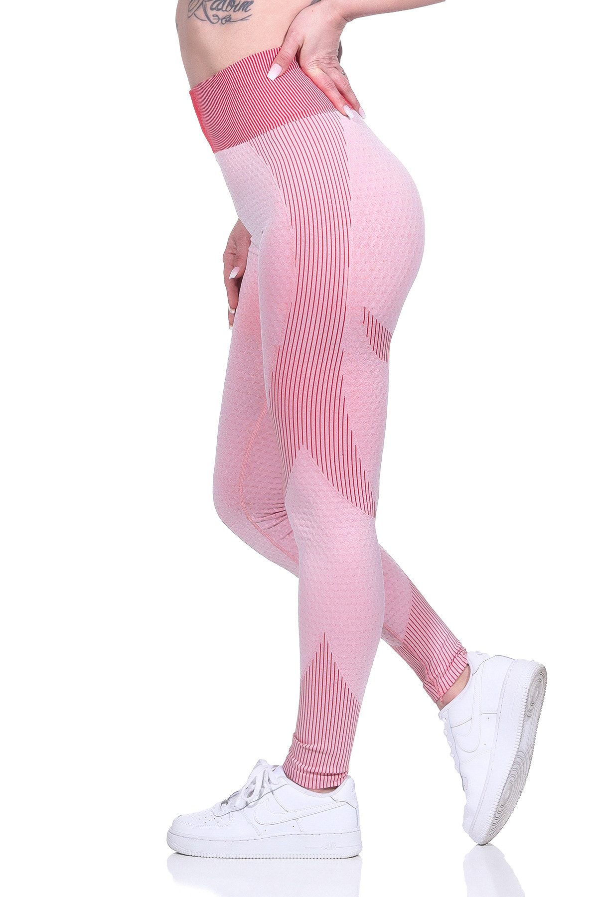 Aurela Damenmode Highwaist Leggings Sportleggings Damen Shape Leggings mit Anti-Cellulite Effekt elastischer Bund, Elastikzonen, Kompressionszonen