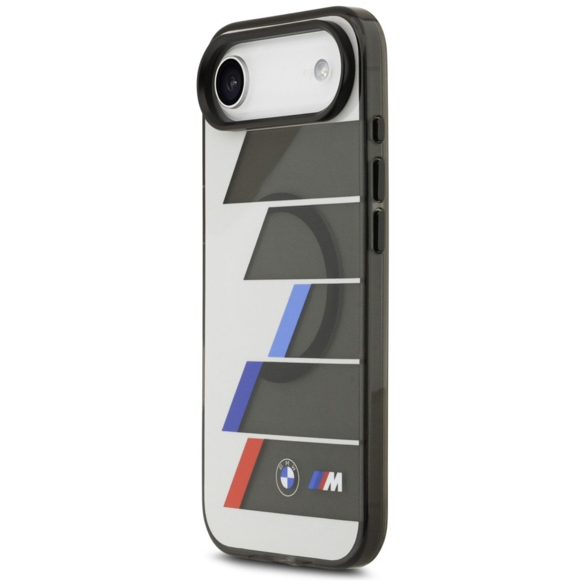 BMW Handyhülle Tricolor IML Handyhülle Metalltasten Kompatibel mit iPhone Air Grau, für iPhone Air, angenehme Haptik, dezente Branding-Details