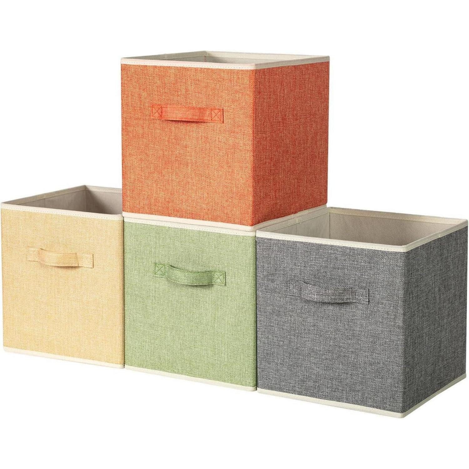LuxusKollektion Faltbox Aufbewahrungsbox Stoff faltbar Griffe 4-farbige-set 27 x 27 x 28 cm