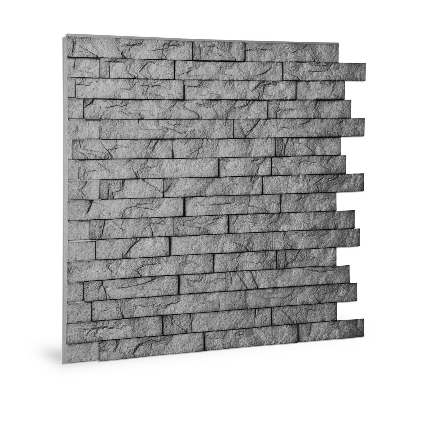 Profhome 3D Wandpaneel 3D 704500 Ledge Stone Portland Cement Dekorpaneel Stein Optik grau 2m2, BxL: 60x61 cm, 0.33 qm, (Wandpaneel-Set, 6-tlg., Wandverkleidung Ledge Stone Portland Cement in Stein Optik) glänzend grau