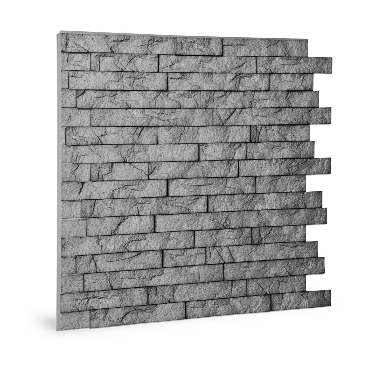 Profhome 3D Wandpaneel 704500, BxL: 60x61 cm, 0.33 qm, (Wandpaneel-Set, 6-tlg., Wandverkleidung Ledge Stone Portland Cement in Stein Optik) glänzend grau