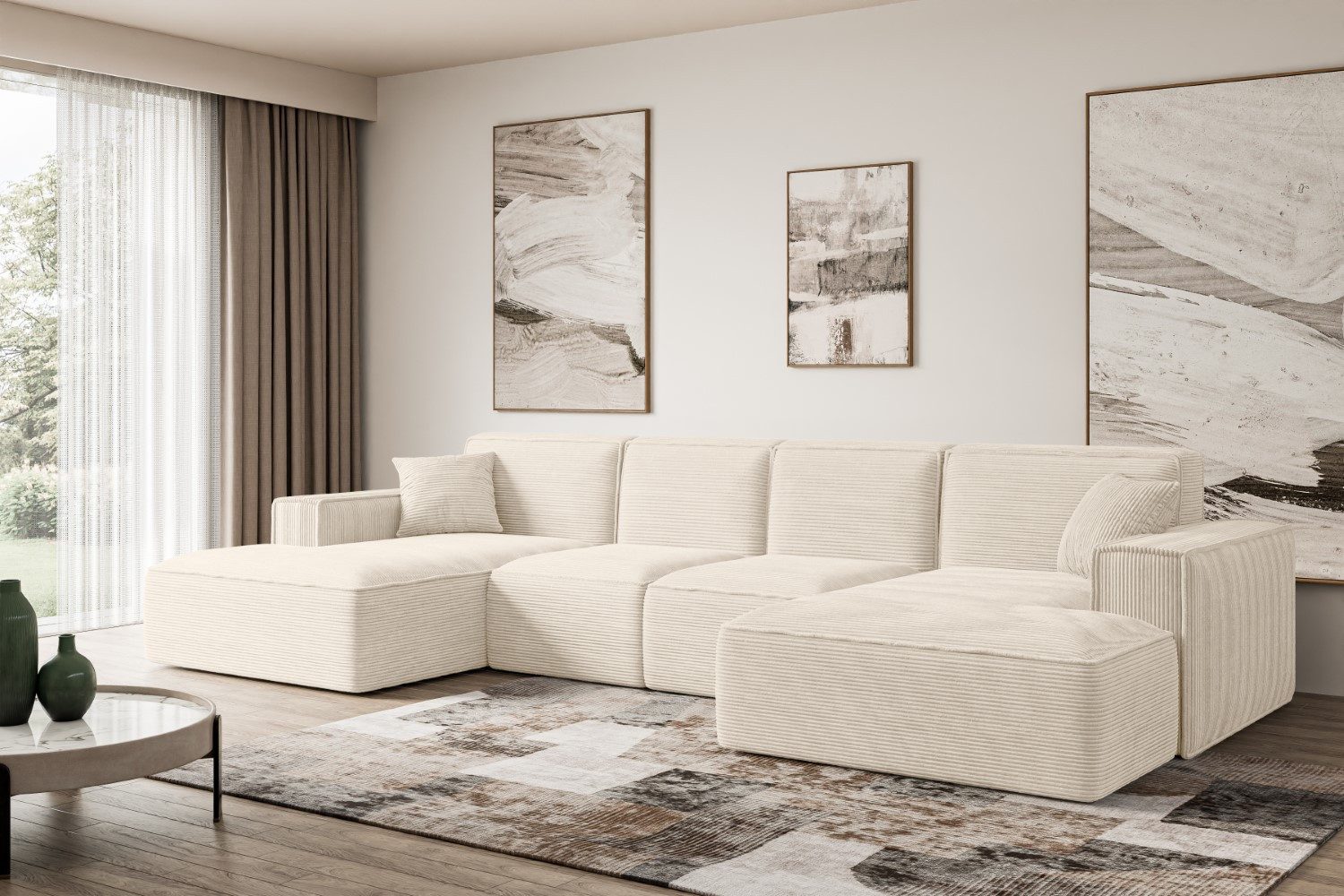 ALTDECOR Wohnlandschaft SIERRA-U, Sofa Praktische Bequeme Funktionsecke Couch U-Form Eckcouch, Corner Sofa U-Form Vielseitige Sofa Wohnlandschaft Wohnzimmer