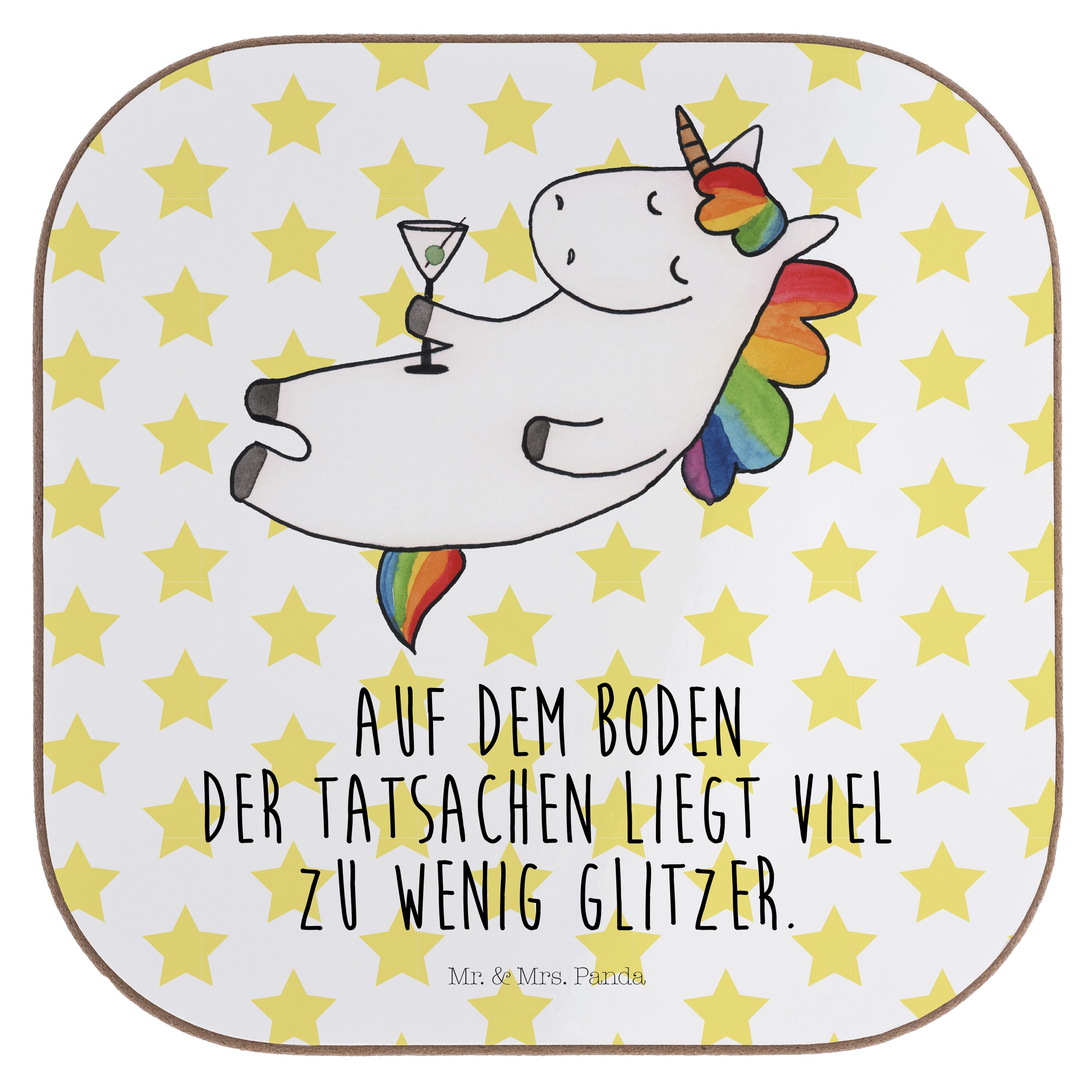 & U, Mrs. Einhörner, Weiß Panda 1-tlg. Bierdeckel, - Einhorn Geschenk, Pegasus, Getränkeuntersetzer Cocktail Mr. -