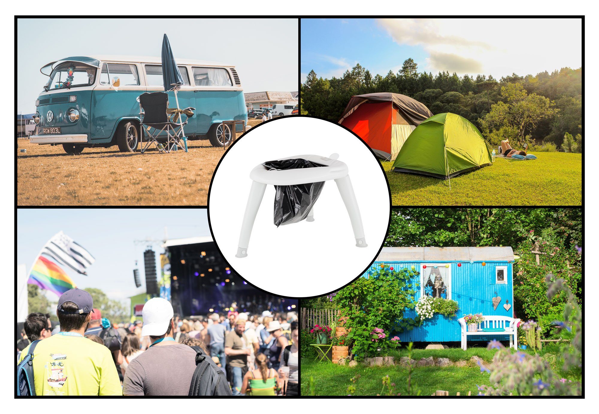 Stagecaptain Campingtoilette Quixie Toilet - Festival- und Reisetoilette, (Privacy Handwash Set, 3-St., inkl. Sichtschutz-Zelt, Handwaschbecken und 10 Auffangbeutel), für Kinder und Erwachsene - Mit Handwaschsprayer