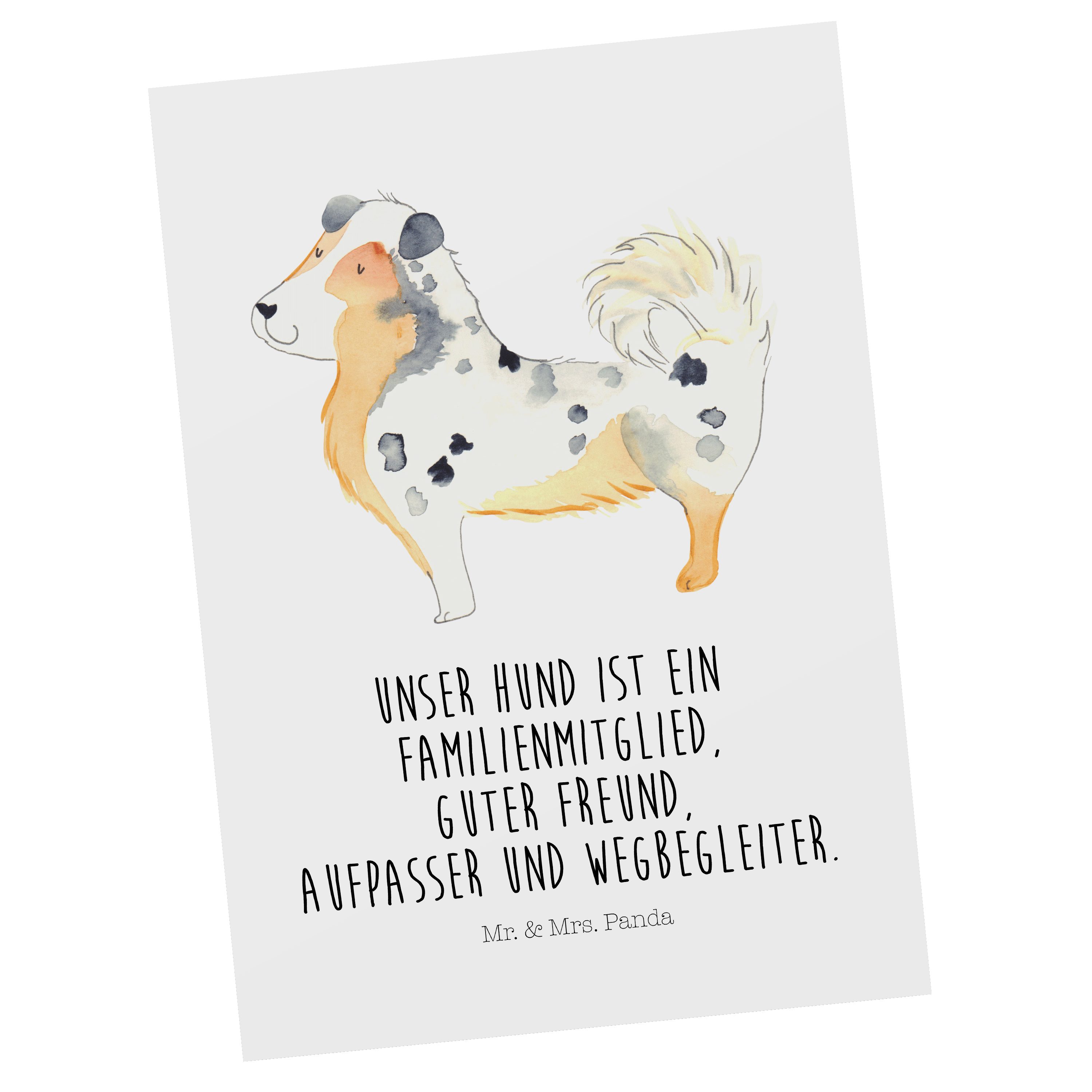 Mr. & Mrs. Shepherd - Weiß Panda Australien Dankeskarte, Postkarte - Hundeliebe, Grußk Geschenk