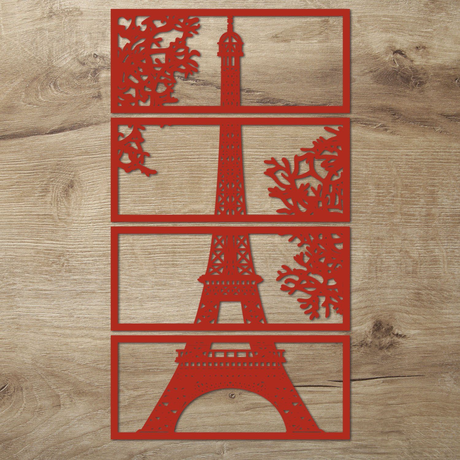 Namofactur Wanddekoobjekt XXL Eiffelturm Holz Wandbild Rot Wanddeko