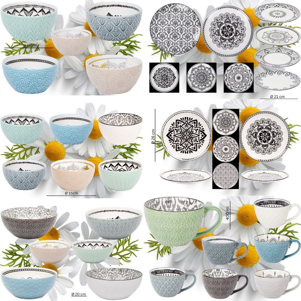 Riyashop Haushaltshobel Geschirrserie Infinity Kombiservice Keramik (6er Frühstücksteller)