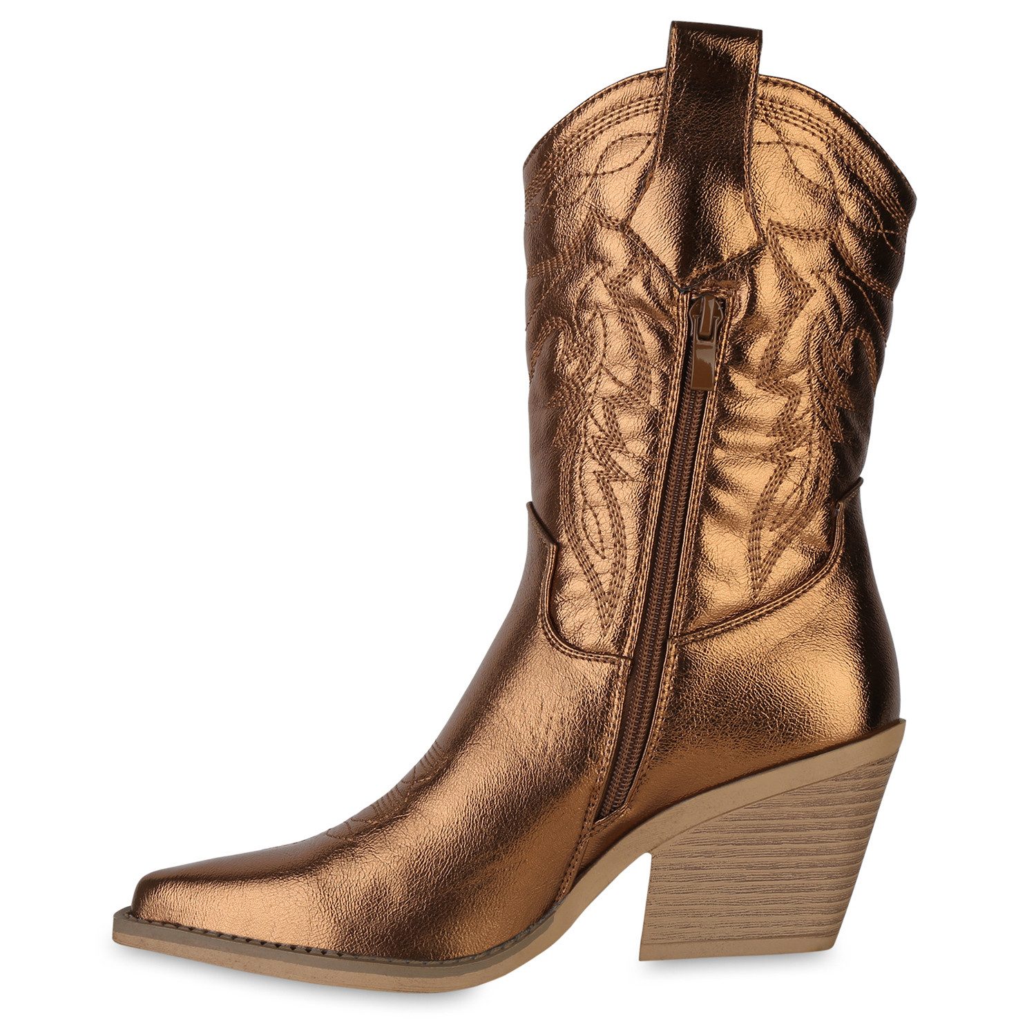 VAN HILL 841116 Cowboystiefel Damen Cowboystiefel Stiefel Spitz Zierperlen günstig online kaufen