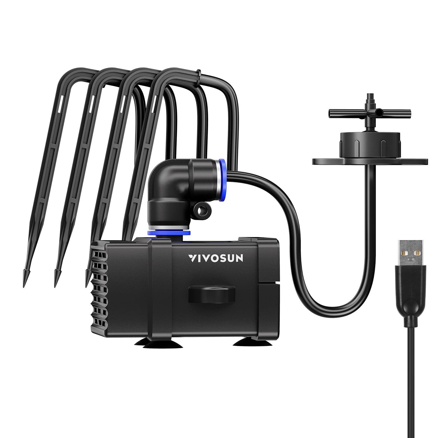 VIVOSUN Bewässerungssystem VIVOSUN FlexFeed 4W Tropfbewässerungsset, (Komplettset mit Tropfern und Pumpe), App-gesteuertes 4-Tropbewässerungssystem