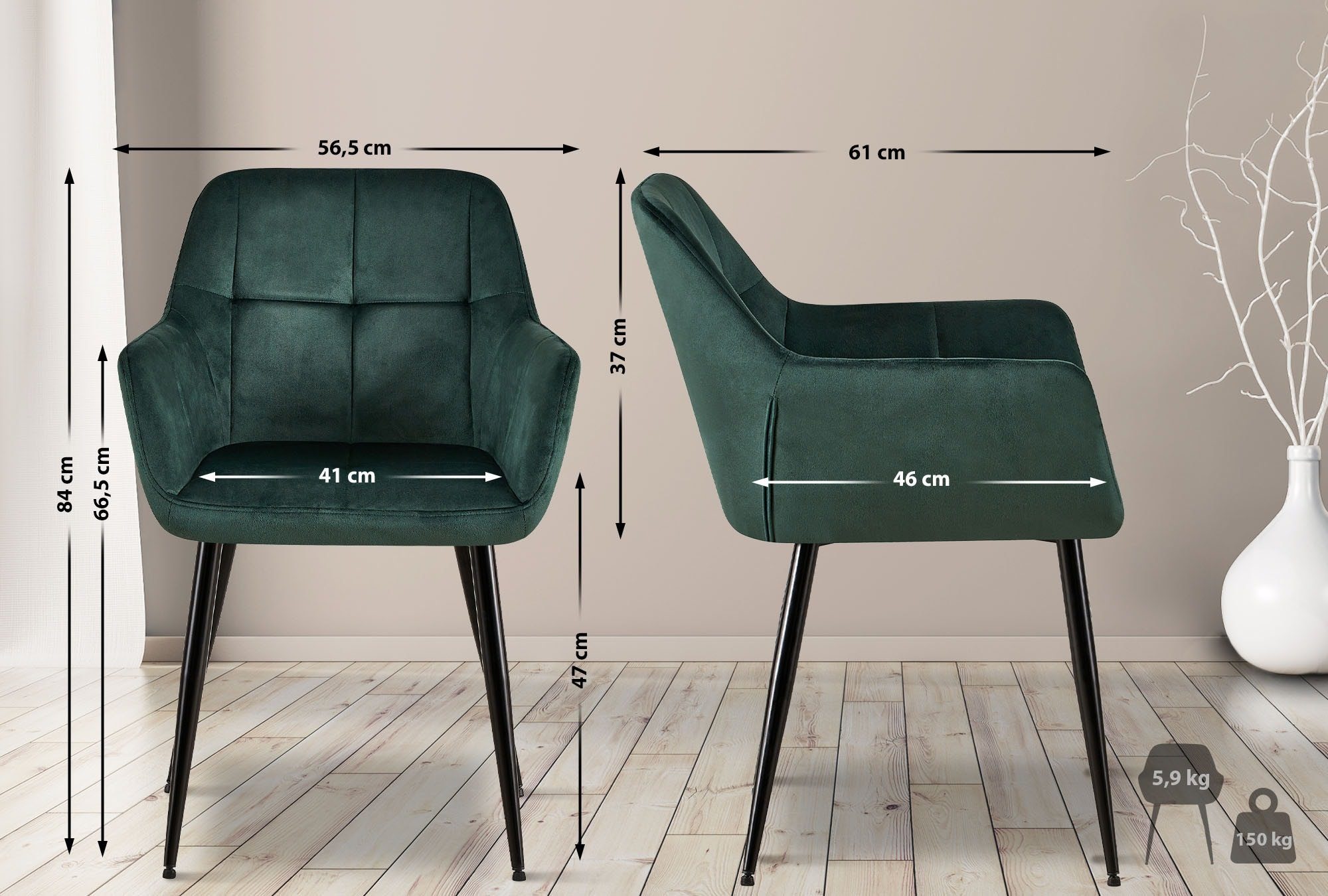 CLP Esszimmerstuhl Emia (2er Set), Armlehnstuhl günstig online kaufen