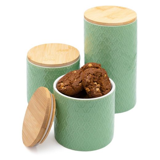 Praknu Vorratsdose »3er Vorratsdosen Keramik Set Grün«, Keramik, (Set