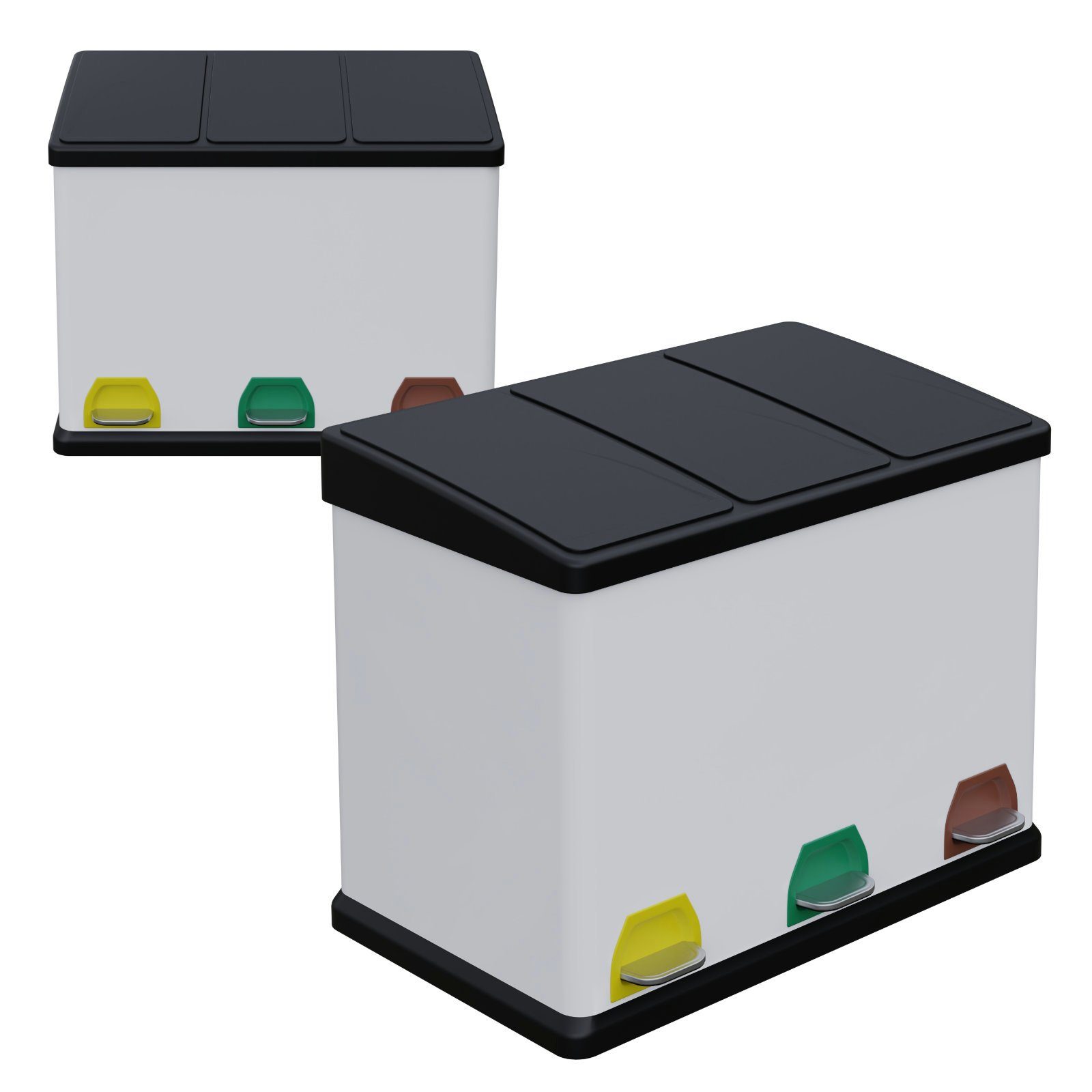 HAGO Mülltrennsystem Premium Mülleimer Abfalleimer Abfallbehälter Trennsystem Mülltrenner weiß