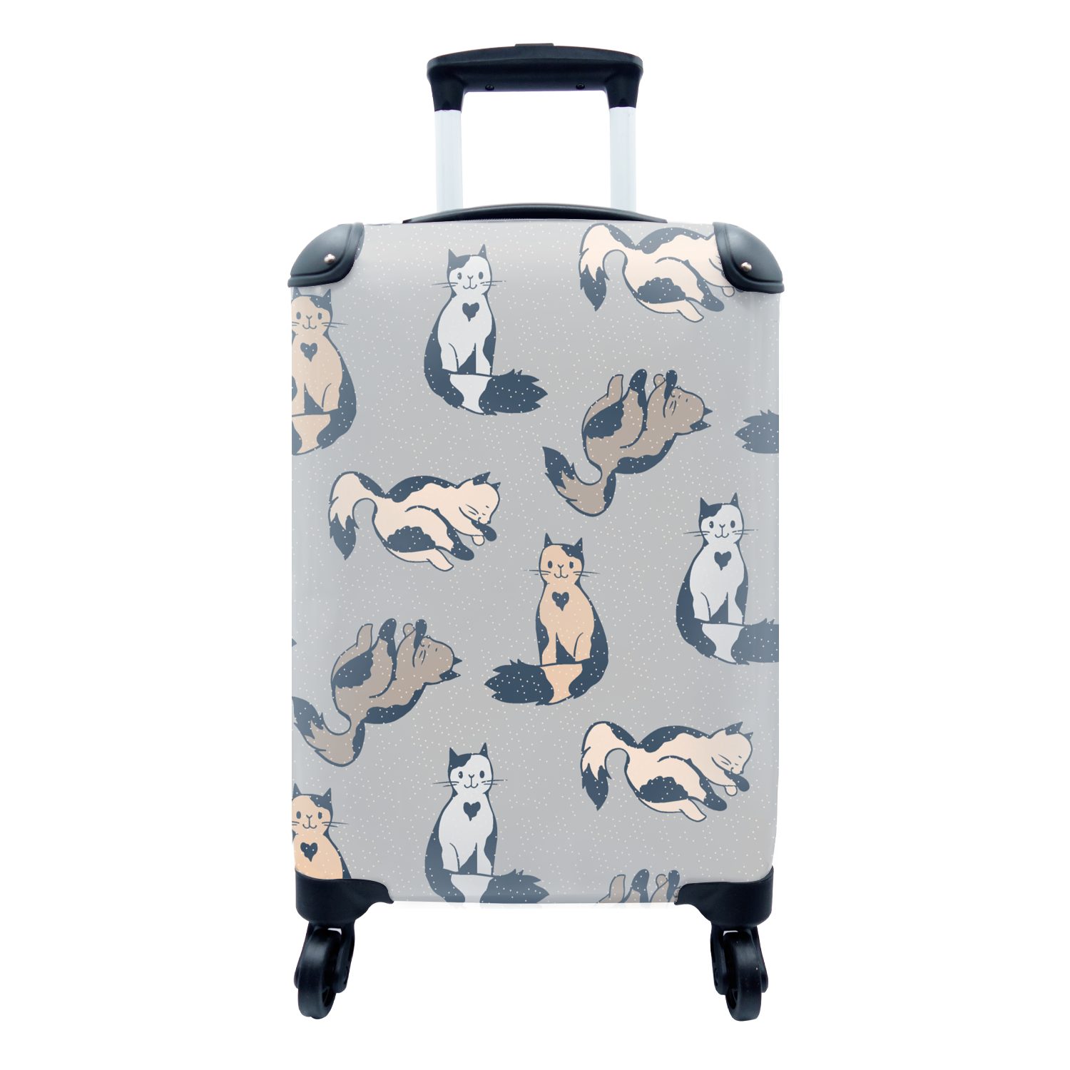 MuchoWow Handgepäckkoffer Muster - Kind, - 4 Handgepäck Kinder Katze rollen, - Trolley, - für Jungen - mit Reisekoffer - Rollen, Reisetasche Mädchen Ferien, Herz