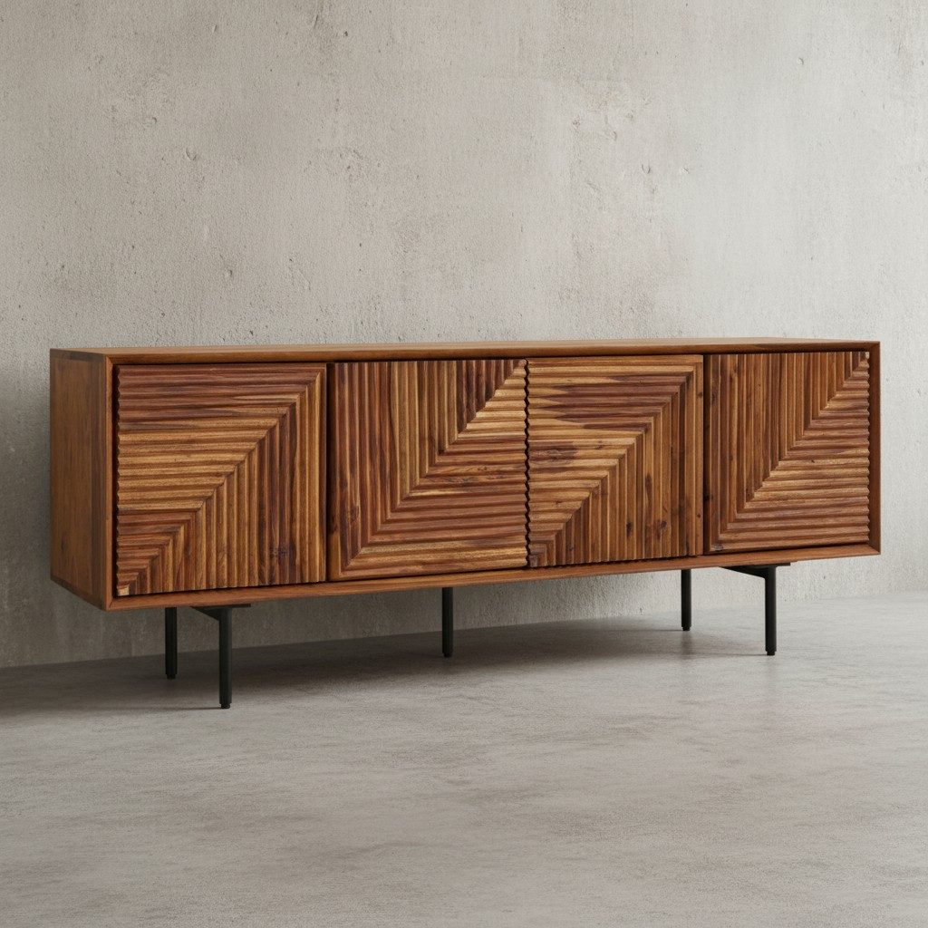 KADIMA DESIGN Lowboard Lowboard Massivholz 140x54x33 cm TV-Kommode vier Tür günstig online kaufen