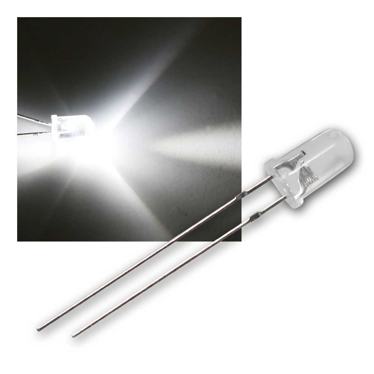 world-trading-net Modellbausatz 100 Stk LED 5mm wasserklar weiß 12V "WTN-5-12Vkw"