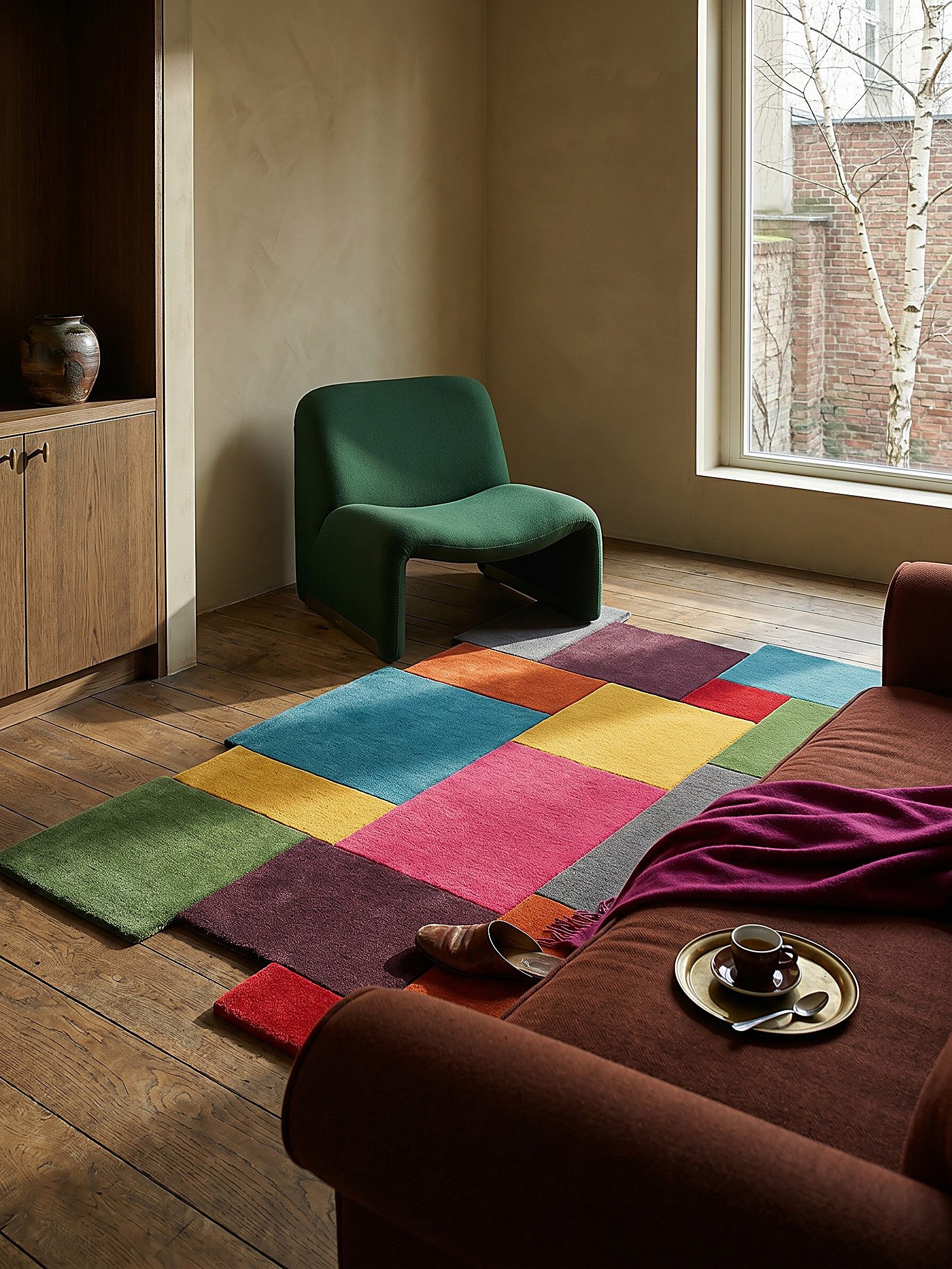 KADIMA DESIGN Wollteppich HALLEIN Teppich Wolle edel robust Wohnzimmer abstrakt 120x180 Multi, Rechteckig, Höhe: 14 mm, 10 mm Kurzflor, weich, hochwertig, Collage-Geometrie, 3900 g/m²