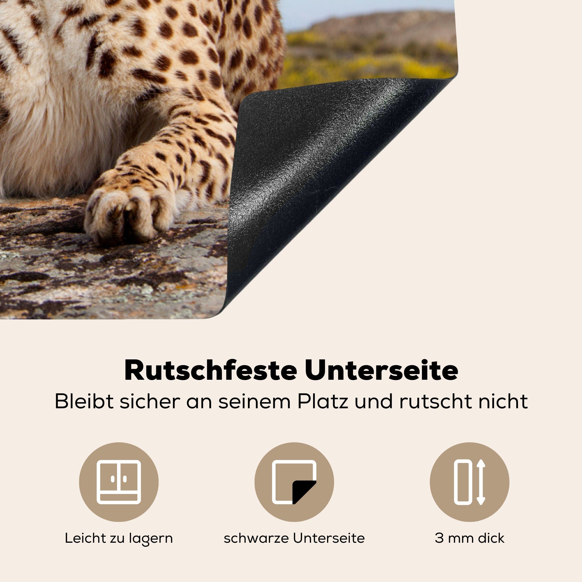 Vinyl, MuchoWow Tiere Herdblende-/Abdeckplatte tlg), Natur, für küche - Leopard Arbeitsplatte Ceranfeldabdeckung, 81x52 (1 - cm,