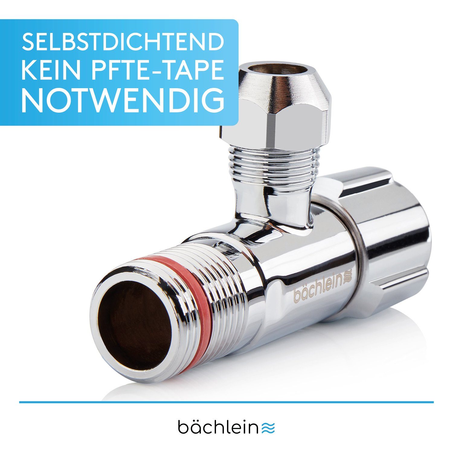 Bächlein Eckventil 2er-Set mit Schraub- oder Schnellverschluss - selbstdichtend, (2-er Set), Für Heiß- und Kaltwasser geeignet