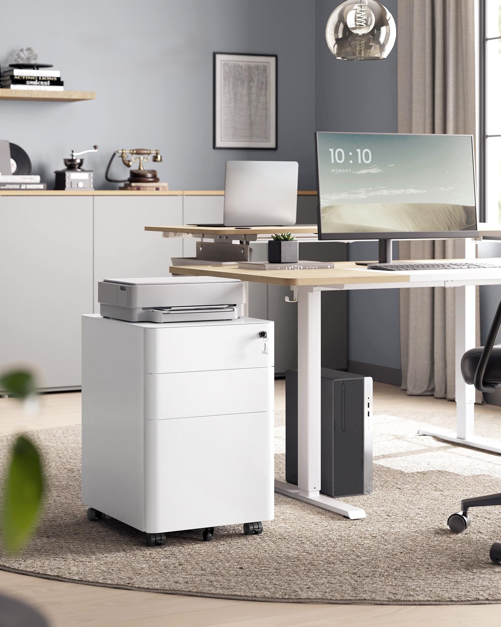 SONGMICS Aktenschrank Rollcontainer, Büroschrank mit Rollen, Stahl Schreibt günstig online kaufen