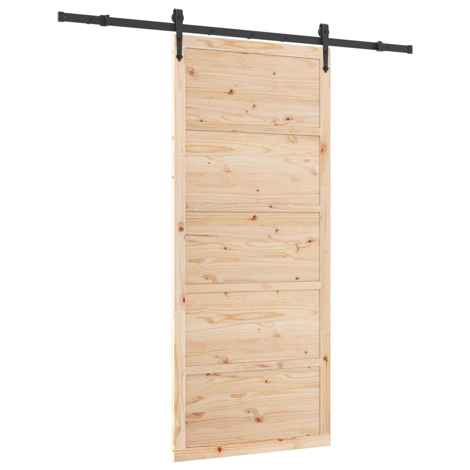 vidaXL Schiebetür Schiebetür Natur 90 x 208 cm Massives Kiefernholz (1-St)