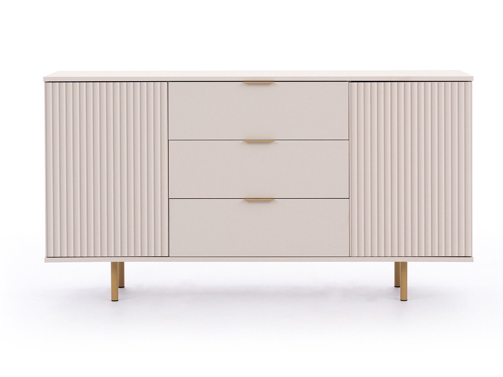 Beautysofa Kommode NOVELLO mit 3 Schubladen und 2 Türen (Metallfüße, 2 Farben wählbar), Breite: 150 cm
