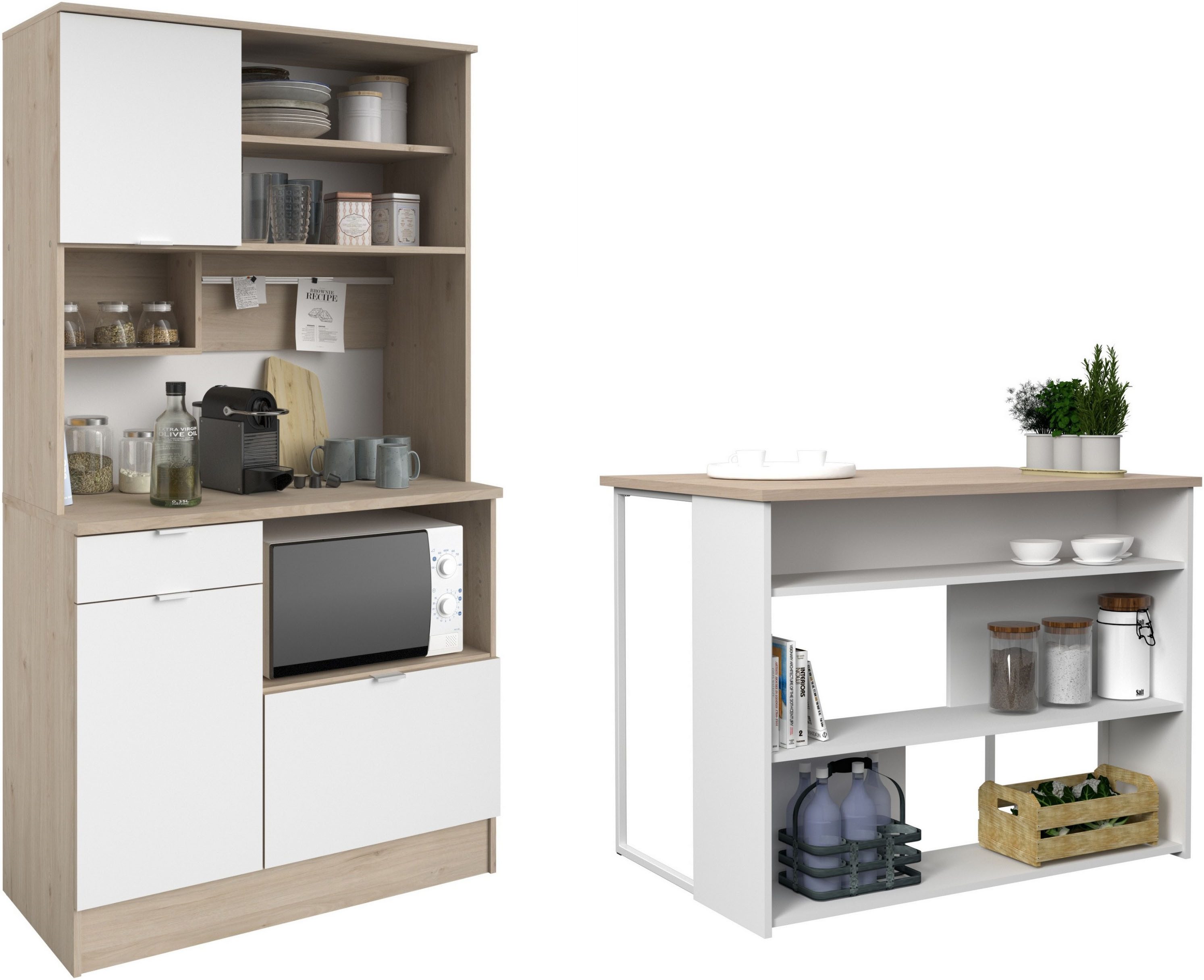 Parisot Schrank-Set Socool 1, Theke und Küchenbuffet, Made in Europe, viel Stauraum, (2-St), TOPSELLER! Theke als Tresen nutzbar