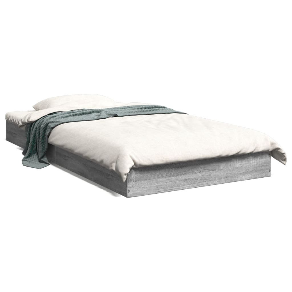 vidaXL Bett Bettgestell Grau Sonoma 100x200 cm Holzwerkstoff günstig online kaufen