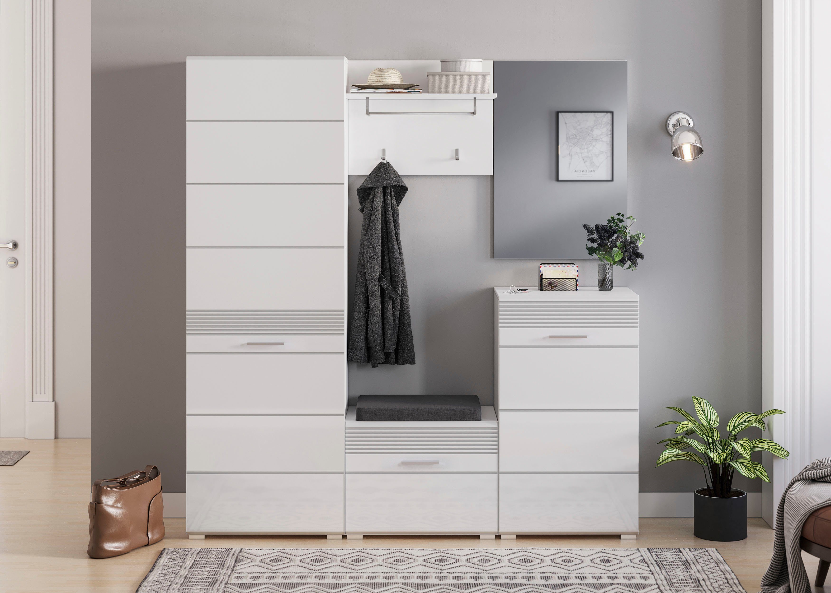 INOSIGN Garderoben-Set "Malmö, Breite 170cm, MDF Front mit Rillenfräsung, 5 günstig online kaufen