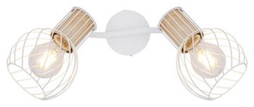 Globo Deckenstrahler LUISE, Braun, Weiß, Metall, 2-flammig, ohne Leuchtmittel, Breite 29 cm, Deckenlampe