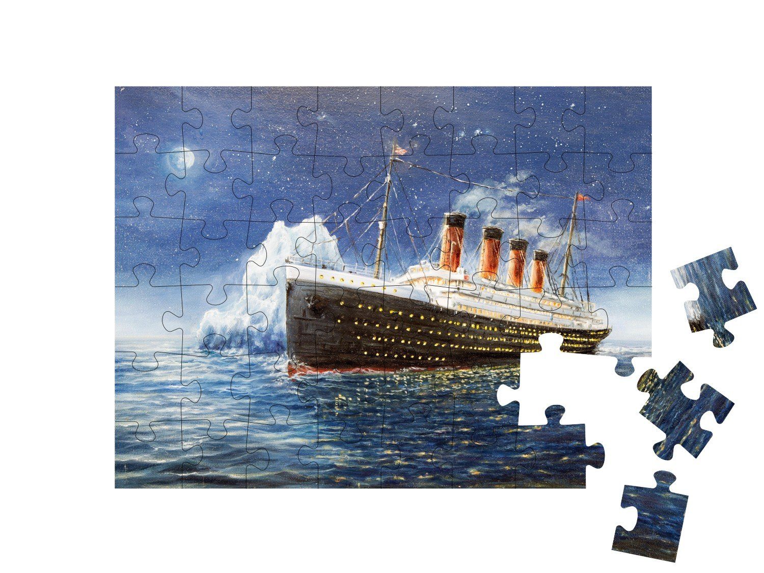 Puzzleteile, Bilder Ölgemälde: Die zerschellt Historische Titanic Puzzle Eisberg, am puzzleYOU-Kollektionen puzzleYOU 48