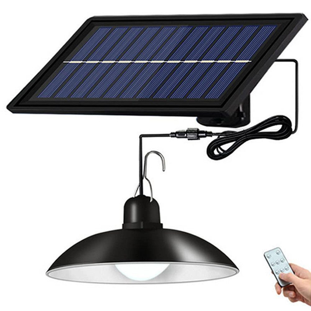 ZEUOPQ LED Pendelleuchte Solar-LED Außen-Deckenleuchte für den Außenbereich mit Fernbedienung, Automatisches Einschalten, Timer, Wasserdicht, LED fest integriert, Dimmbar, Solar-Pendelleuchte für Innenbereich, Terrasse, Veranda, Garage