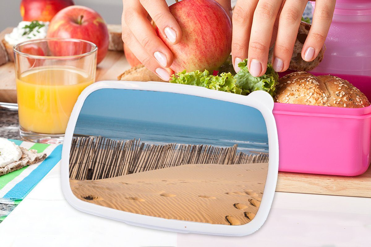 (2-tlg), für Snackbox, Lunchbox Erwachsene, Brotbox - Pfähle rosa Brotdose Meer, MuchoWow Strand - Mädchen, Kunststoff, Kinder, Kunststoff