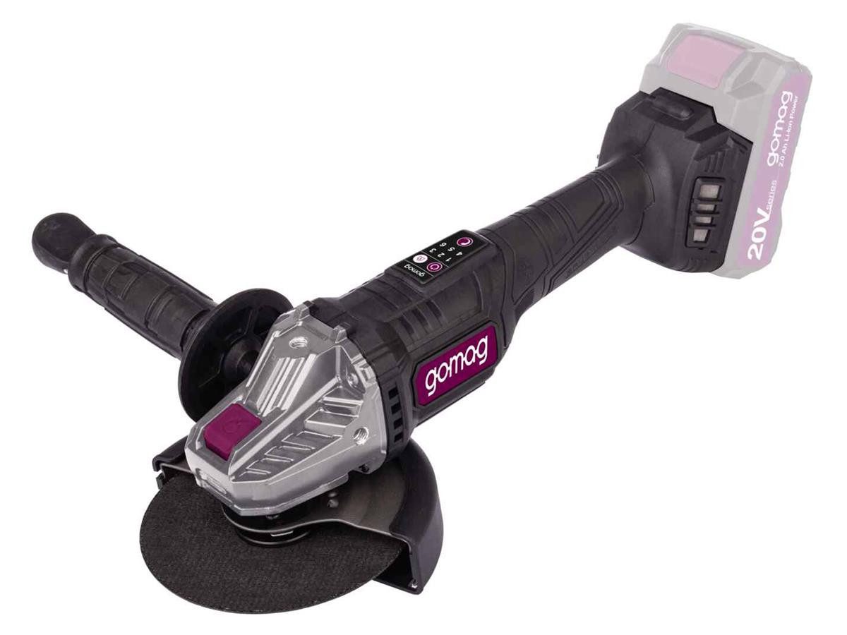 Gomag Akku-Winkelschleifer GO-WS125BL, max. 10000 U/min, (4 tlg., ohne Akku & Ladegerät), inkl. 125 mm Trennscheibe, Zwei-Loch-Montageschlüssel und Seitengriff